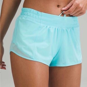Lululemon hotty hot 2.5 Cyan Blue Athletic Shorts Size 2